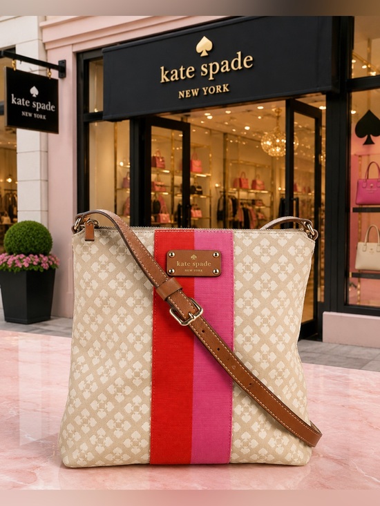 kate spade Handbags - Kate Spade New York Canvas Crossbody Bag | Pink & Red Stripe GUC